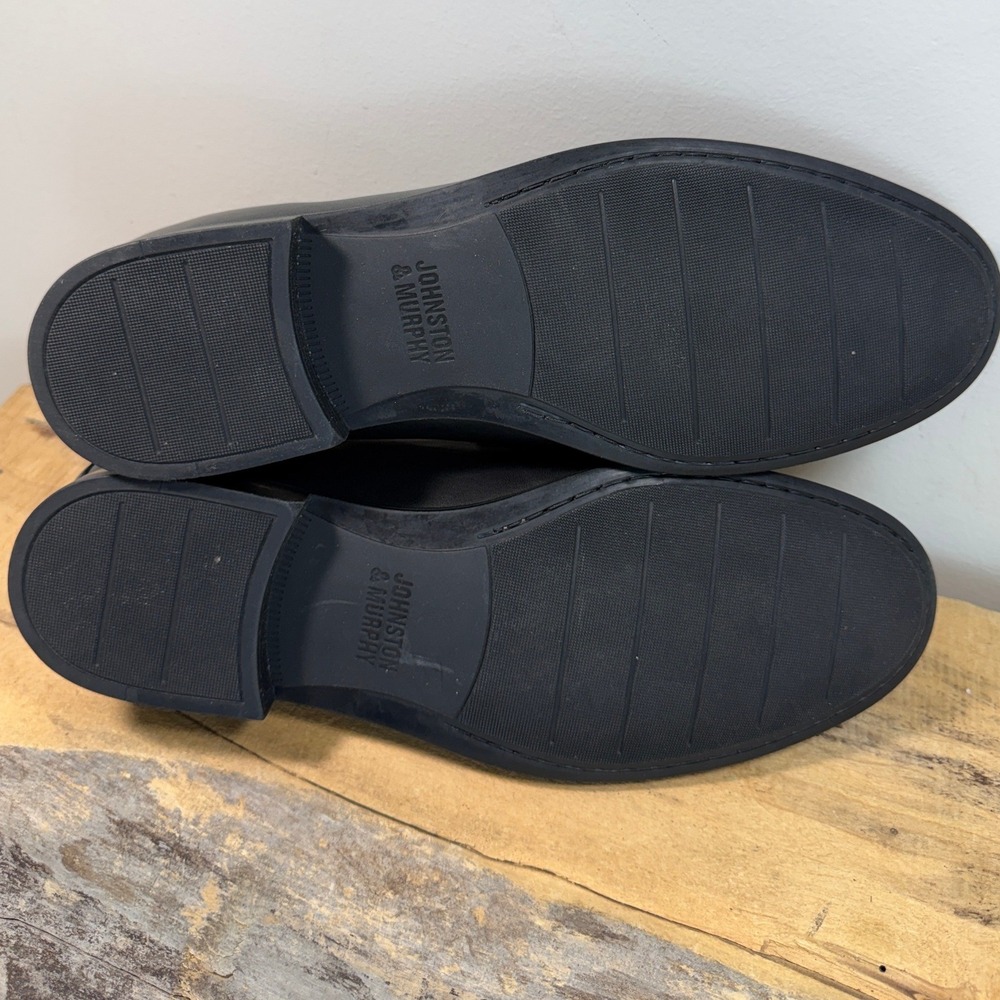 Johnston & Murphy Mens Black Leather Bit Loafers 11M 20-2775 Sheepskin Lined - Picture 7 of 8